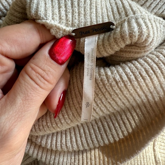 Free People Soft Beige Turtleneck Sweater - Picture 3 of 5